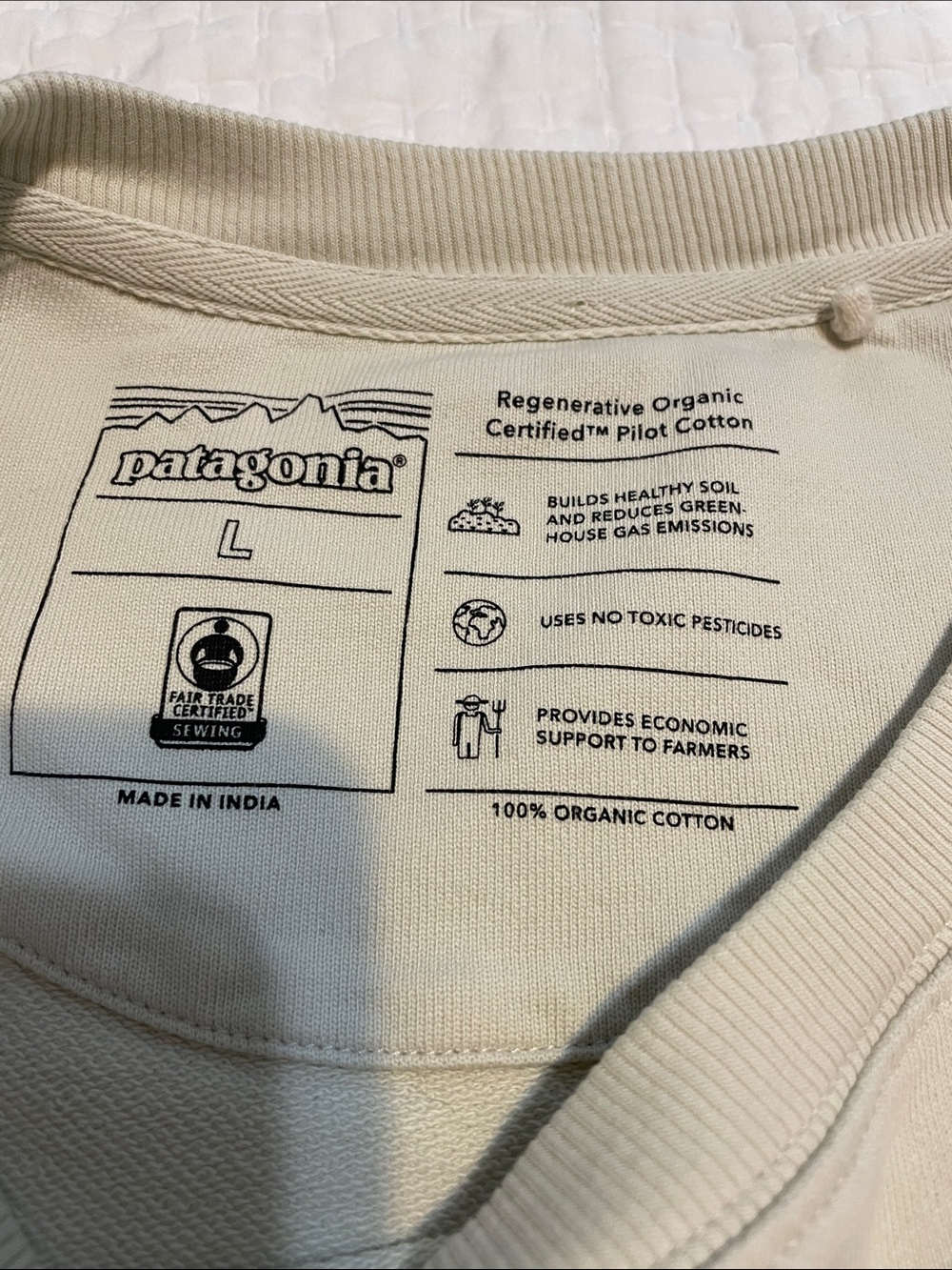 Patagonia Crewneck Organic Cottt Sweatshirt - Size Large - Picture 5 of 7